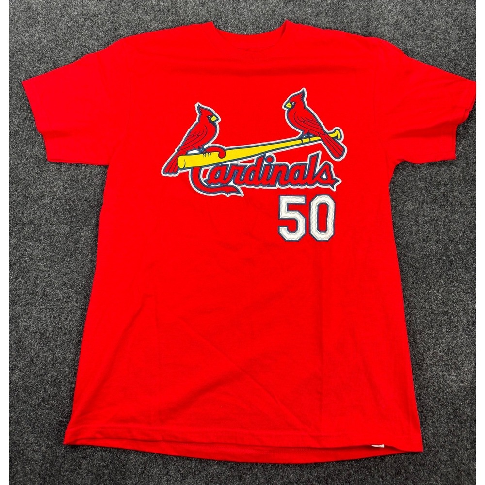 Majestic St Louis Cardinals Adam Wainwright #50 T Shirt Red MLB Baseball Medium - Picture 2 of 8